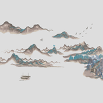 山水田园水墨画 锦绣山河绣花花样版带下载