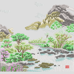 江山风景绣花花样版带下载