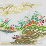 江山风景绣花花样版带下载