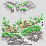 山村风景绣花花样版带下载