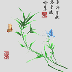 蝴蝶竹叶绣花花样版带下载
