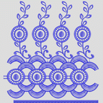 蓝色刺绣花纹图案 窗帘
