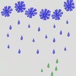 蓝色花朵与雨滴图案 家纺 窗帘 装饰