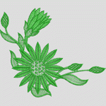 绿色刺绣植物图案 水溶