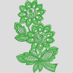 绿色刺绣花卉图案 水溶
