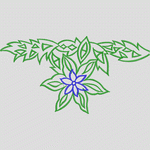 绿色植物与蓝色花朵图案