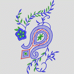 蓝色花卉刺绣图案