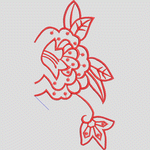 红色刺绣花卉图案
