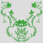 绿色植物刺绣图案
