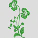 绿色刺绣花卉图案