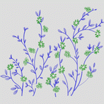 蓝绿植物刺绣图案