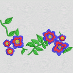 蓝色花朵刺绣图案