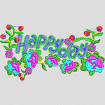 彩色花卉装饰“Happy Day”字样