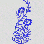 蓝色花卉刺绣图案