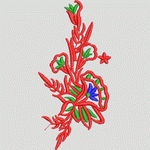 红色植物刺绣图案