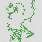 绿色植物刺绣图案设计