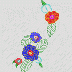 彩色刺绣花卉图案
