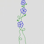 蓝色花朵藤蔓刺绣图案