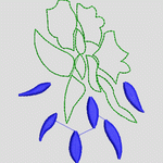 绿色轮廓花朵与蓝色花瓣