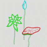 莲花刺绣图案设计 花型