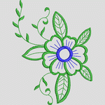 绿色花卉刺绣图案 花型