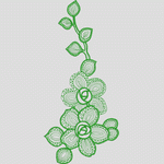 绿色植物刺绣图案 花型