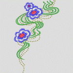 蓝色花卉刺绣图案 亮片 花型