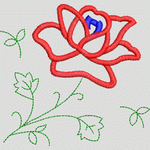 红色玫瑰刺绣图案 花型