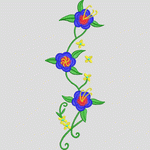 蓝色花卉刺绣图案 花型
