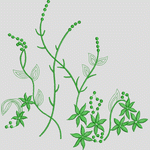 绿色植物刺绣图案 花型