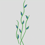 绿色藤蔓植物刺绣图案 花型