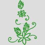 绿色植物刺绣图案 花型