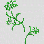 绿色植物刺绣图案 花型