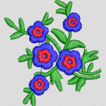 蓝色花朵刺绣图案 花型
