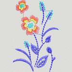彩色花朵与枝叶的抽象图案 花型