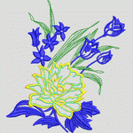 蓝色花卉刺绣图案 花型