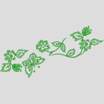 绿色刺绣花卉与蝴蝶图案 花型