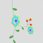 彩色刺绣花卉图案 花型