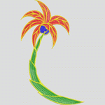 彩色刺绣棕榈树图案 花型