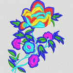 彩色刺绣花卉图案 花型