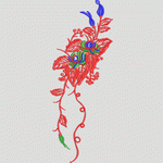 红色花卉刺绣图案 花型