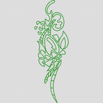绿色抽象植物纹样 花型