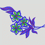 蓝色花卉刺绣图案 花型