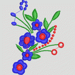 蓝色花朵刺绣图案 花型