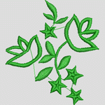 绿色植物与星星图案 花型