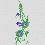 绿色藤蔓花卉刺绣图案 花型