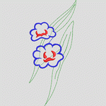 蓝色花边红心图案