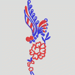 蓝红刺绣花卉图案