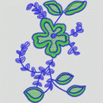 绿色花朵刺绣图案