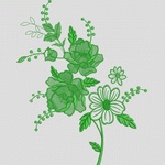 绿色刺绣花卉图案